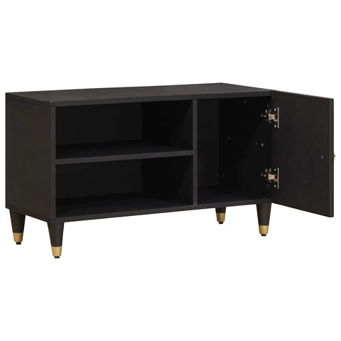 vidaXL TV Cabinet with Shelf Black 80 x 33 x 46 cm Solid Mango Wood