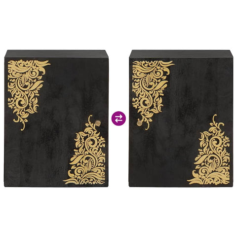 vidaXL Wall Cabinet with Door Black 38 x 33 x 48 cm Solid Mango Wood