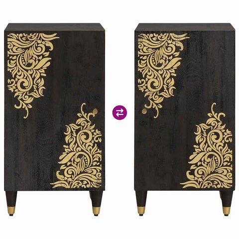 vidaXL Sideboard with Shelf Black 40 x 33 x 75 cm Solid Mango Wood