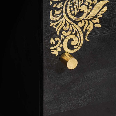 vidaXL Sideboard with Shelf Black 80 x 33 x 75 cm Solid Mango Wood