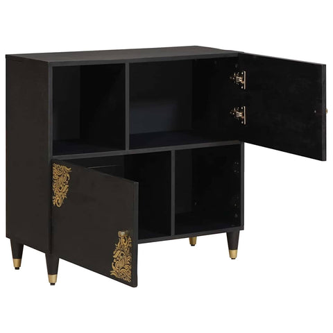 vidaXL Sideboard with Shelf Black 80 x 33 x 75 cm Solid Mango Wood