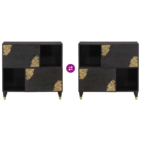 vidaXL Sideboard with Shelf Black 80 x 33 x 75 cm Solid Mango Wood