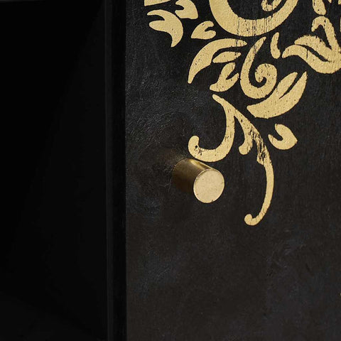 vidaXL Sideboard with Shelf Black 90 x 33 x 75 cm Solid Mango Wood