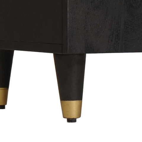 vidaXL Highboard with Shelf Black 40 x 33 x 110 cm Solid Mango Wood