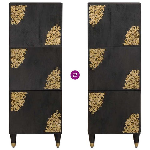 vidaXL Highboard with Shelf Black 40 x 33 x 110 cm Solid Mango Wood