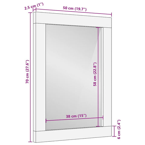 vidaXL Bathroom Mirror with Mirror Black and Silver 70 x 50 x 2.5 cm