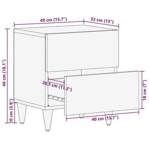 vidaXL Bedside Tables with Drawer 40 x 33.5 x 46 cm