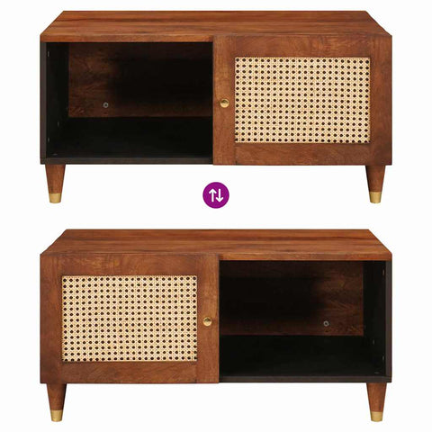 vidaXL Coffee Tables Brown 80 x 50 x 40 cm Cane and solid mango wood