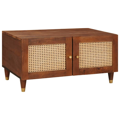 vidaXL Coffee Tables Brown 80 x 50 x 40 cm Cane and solid mango wood