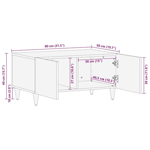 vidaXL Coffee Tables Brown 80 x 50 x 40 cm Cane and solid mango wood