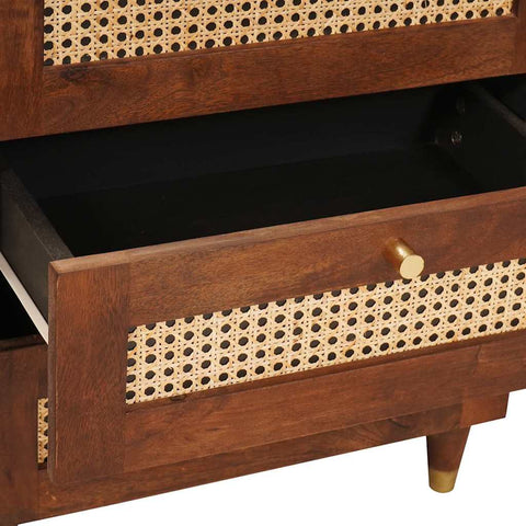 vidaXL Bedside Tables Brown 50 x 33 x 60 cm Cane and solid mango wood