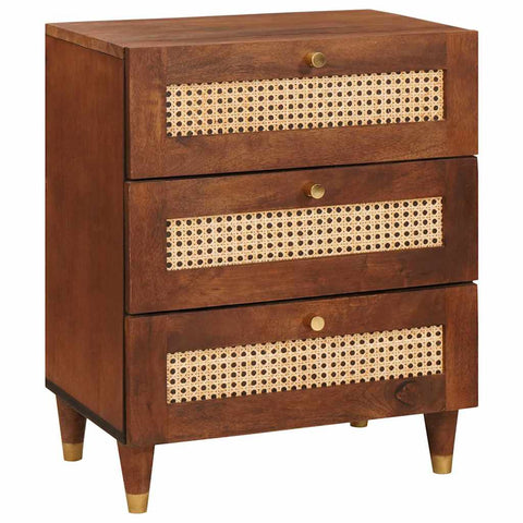 vidaXL Bedside Tables Brown 50 x 33 x 60 cm Cane and solid mango wood