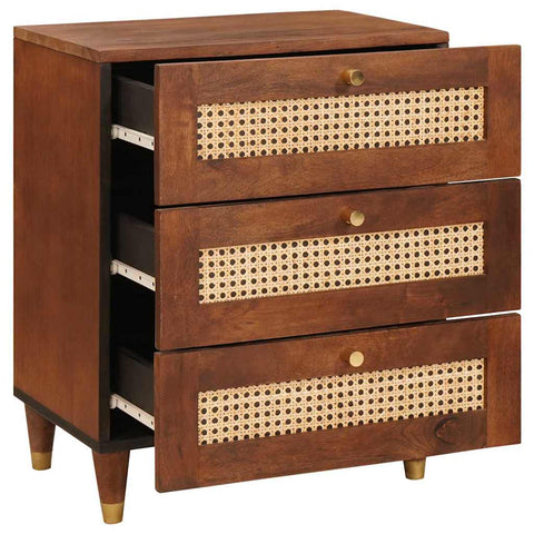 vidaXL Bedside Tables Brown 50 x 33 x 60 cm Cane and solid mango wood