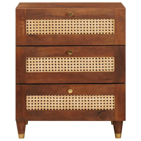 vidaXL Bedside Tables Brown 50 x 33 x 60 cm Cane and solid mango wood
