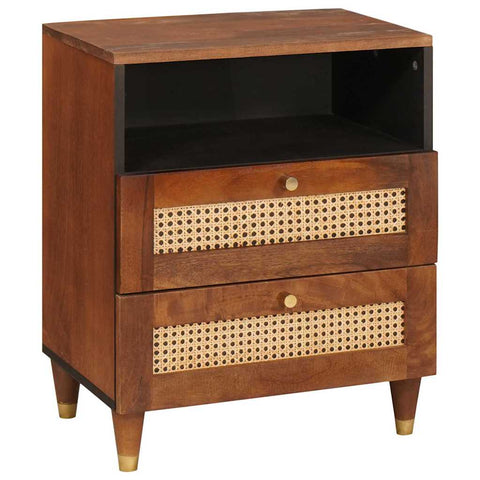 vidaXL Bedside Tables Brown 50 x 33 x 60 cm Cane and solid mango wood