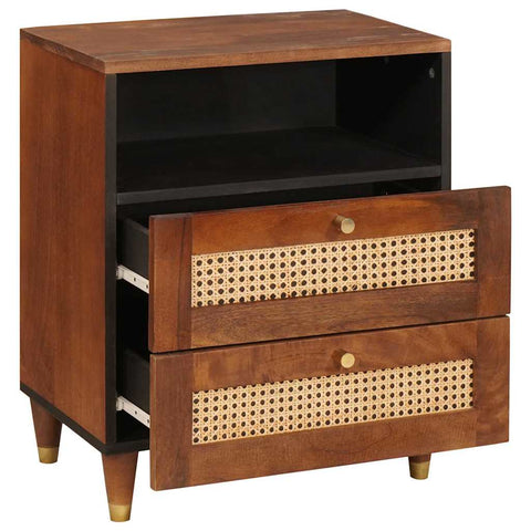 vidaXL Bedside Tables Brown 50 x 33 x 60 cm Cane and solid mango wood