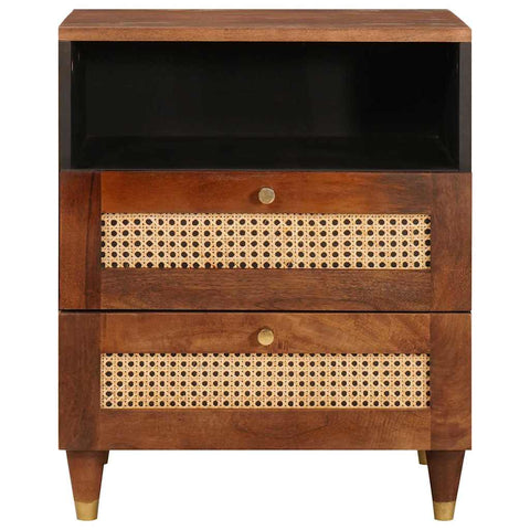 vidaXL Bedside Tables Brown 50 x 33 x 60 cm Cane and solid mango wood