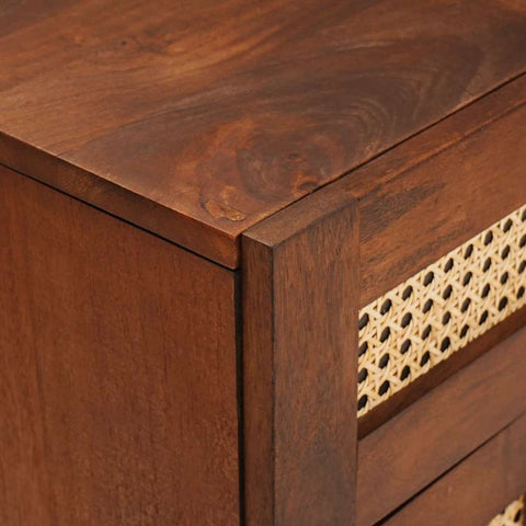 vidaXL Bedside Tables Brown 50 x 33 x 60 cm Cane and solid mango wood