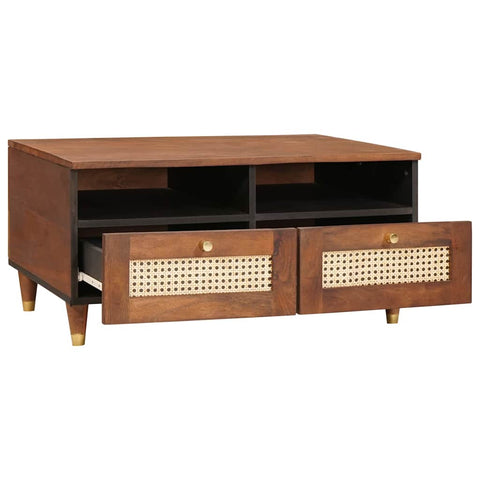 vidaXL Coffee Tables Brown 80 x 54 x 40 cm Cane and solid mango wood