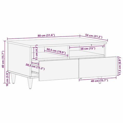 vidaXL Coffee Tables Brown 80 x 54 x 40 cm Cane and solid mango wood