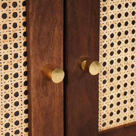 vidaXL Sideboard Brown 60 x 33.5 x 75 cm Cane and solid mango wood