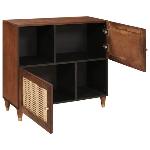 vidaXL Sideboard Brown 80 x 33.5 x 75 cm Cane and solid mango wood