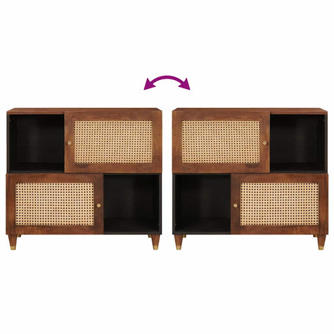 vidaXL Sideboard Brown 80 x 33.5 x 75 cm Cane and solid mango wood