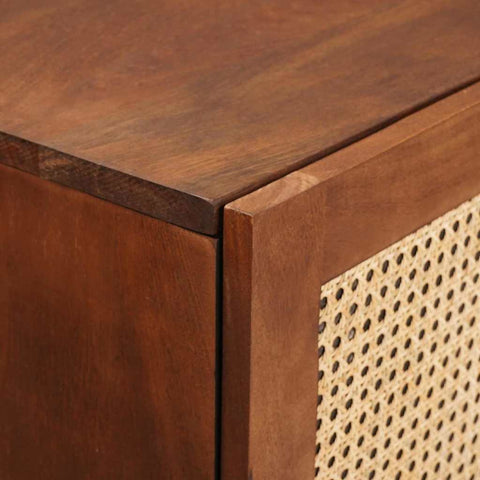 vidaXL High board Brown 40 x 33.5 x 110 cm Cane and solid mango wood
