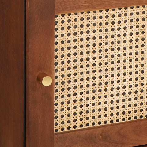 vidaXL High board Brown 40 x 33.5 x 110 cm Cane and solid mango wood