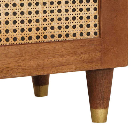 vidaXL High board Brown 40 x 33.5 x 110 cm Cane and solid mango wood