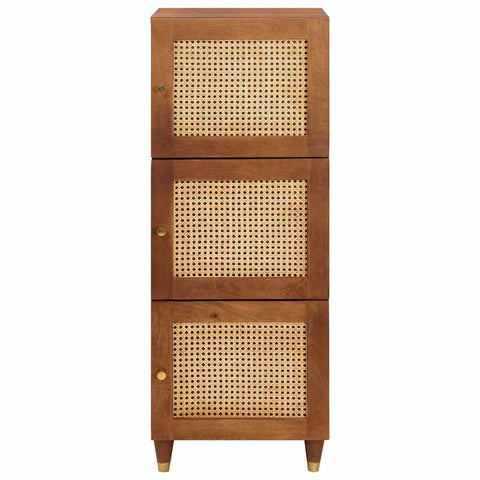 vidaXL High board Brown 40 x 33.5 x 110 cm Cane and solid mango wood