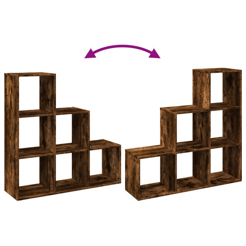 vidaXL Room Divider Bookcase 3-Tier Smoked Oak 99x29x99 cm Engineered Wood