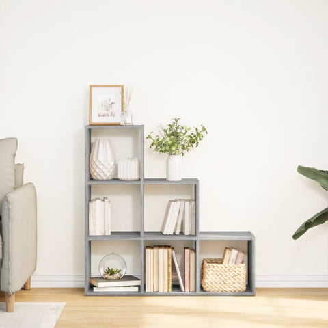 vidaXL Room Divider Bookcase 3-Tier Grey Sonoma 99x29x99 cm Engineered Wood