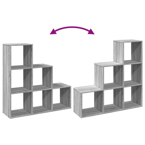 vidaXL Room Divider Bookcase 3-Tier Grey Sonoma 99x29x99 cm Engineered Wood