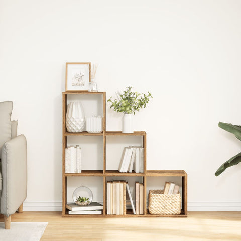 vidaXL Room Divider Bookcase 3-Tier Old Wood 99x29x99 cm Engineered Wood