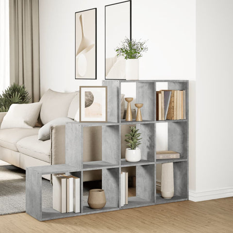 vidaXL Room Divider Bookcase 3-Tier Concrete Grey 137.5x29x103.5 cm Engineered Wood
