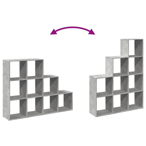 vidaXL Room Divider Bookcase 3-Tier Concrete Grey 137.5x29x103.5 cm Engineered Wood
