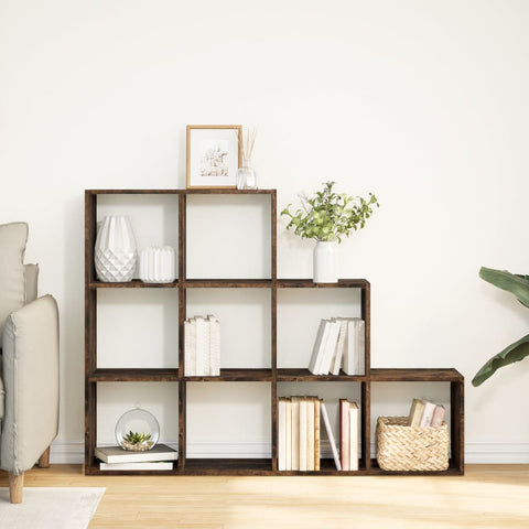 vidaXL Room Divider Bookcase 3-Tier Smoked Oak 137.5x29x103.5 cm Engineered Wood