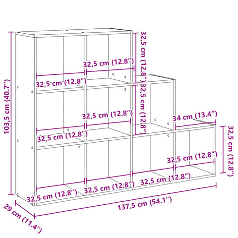 vidaXL Room Divider Bookcase 3-Tier Artisan Oak 137.5x29x103.5 cm Engineered Wood