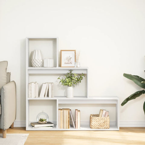 vidaXL Room Divider Bookcase 3-Tier White 123x29x123 cm Engineered Wood