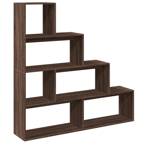 vidaXL Room Divider Bookcase 4-Tier Brown Oak 143.5x29x143.5 cm Engineered Wood