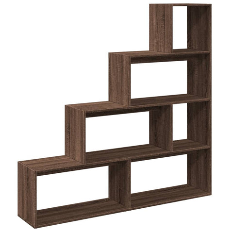 vidaXL Room Divider Bookcase 4-Tier Brown Oak 143.5x29x143.5 cm Engineered Wood