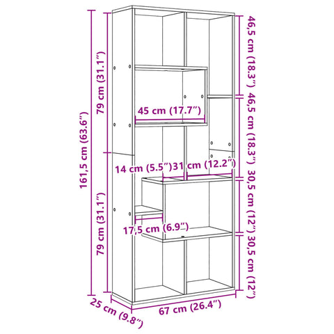 vidaXL Room Divider Bookcase White 67x25x161.5 cm Engineered Wood