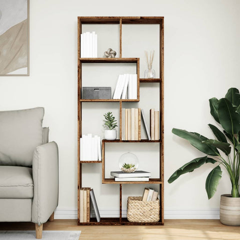 vidaXL Room Divider Bookcase Old Wood 67x25x161.5 cm Engineered Wood