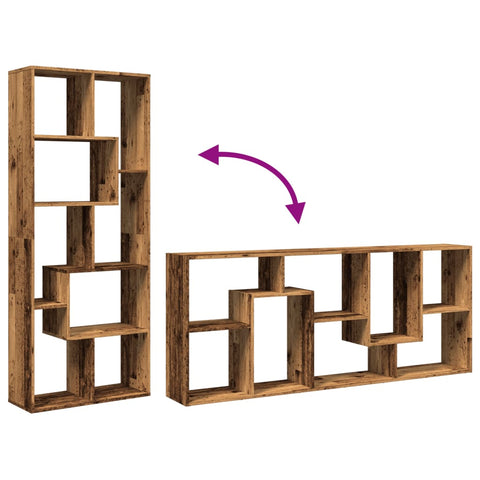 vidaXL Room Divider Bookcase Old Wood 67x25x161.5 cm Engineered Wood