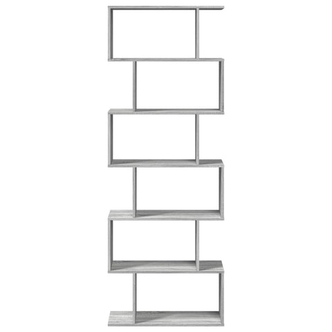 vidaXL Room Divider Bookcase 6-Tier Grey Sonoma 70x24x193 cm Engineered Wood