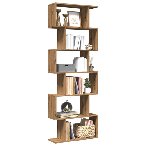 vidaXL Room Divider Bookcase 6-Tier Artisan Oak 70x24x193 cm Engineered Wood