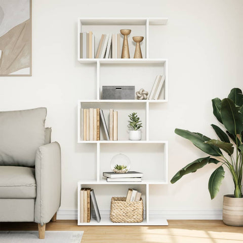 vidaXL Room Divider Bookcase 5-Tier White 70x24x161 cm Engineered Wood