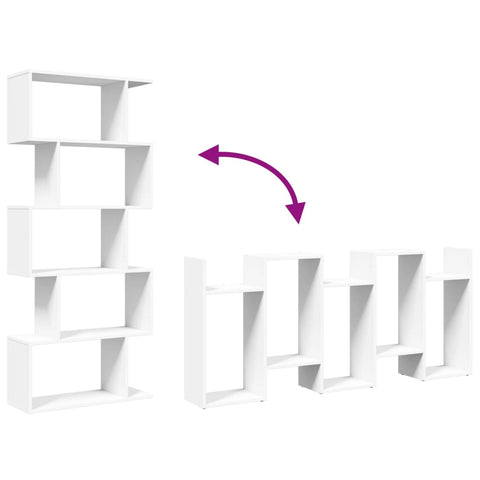 vidaXL Room Divider Bookcase 5-Tier White 70x24x161 cm Engineered Wood