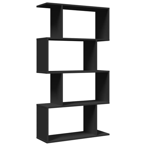 vidaXL Room Divider Bookcase 4-Tier Black 70x24x129 cm Engineered Wood